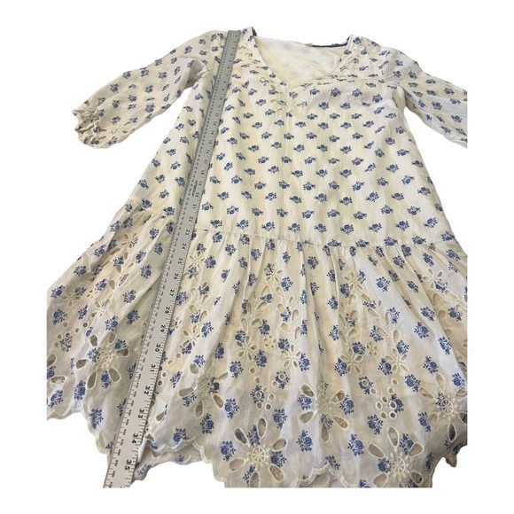 Anthropologie Meadow Rue Eyelet Floral Tunic Dress Ivory Extra Small - Picture 13 of 15